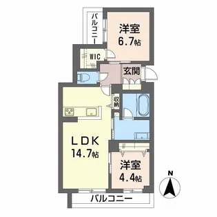 岡山県岡山市北区野田2丁目【マンション】の間取り