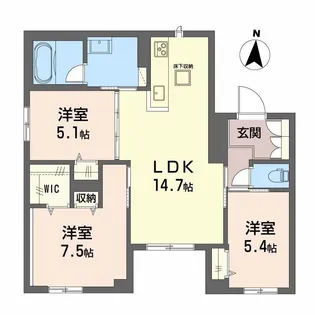 岡山県岡山市北区野田5丁目【マンション】の間取り