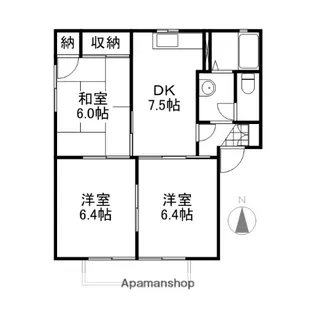 岡山県岡山市北区田中【アパート】の間取り