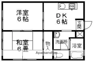 岡山県岡山市北区北方2丁目【アパート】の間取り