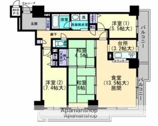 ファミールタワープラザ岡山イーストタワー【2108号室】の間取り