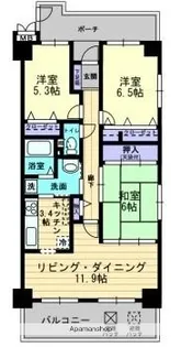 サーパス東島田【10階】の間取り