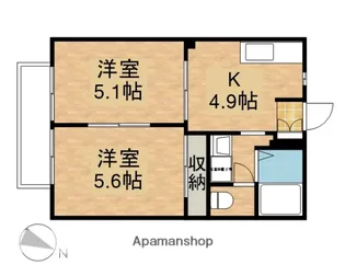 岡山県岡山市北区北方2丁目【アパート】の間取り