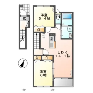 ワタリ グランディB【201号室】の間取り