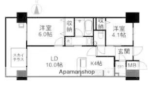 ロイヤルガーデンタワー岡山幸町【13階】の間取り