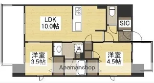 岡山県岡山市北区磨屋町【マンション】の間取り
