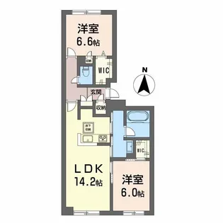 岡山県岡山市北区上中野2丁目【マンション】の間取り