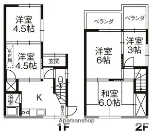 岡山県倉敷市中島【一戸建】の間取り