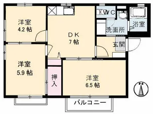 ルナール玉島 A棟【0101号室】の間取り