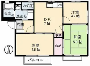 ルナール玉島 A棟【2階】の間取り