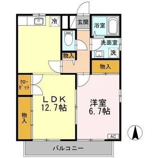 アモロッソ S&S【201号室】の間取り