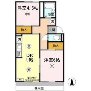 グリーンコーポ板谷 B棟【1階】の間取り