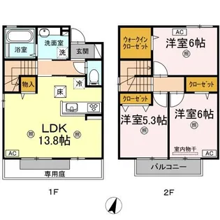 VINCULNM V棟【V102号室】の間取り