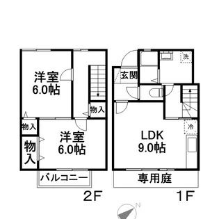 岡山県倉敷市福田町古新田【テラスハウス】の間取り