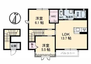 2LDKの間取り画像