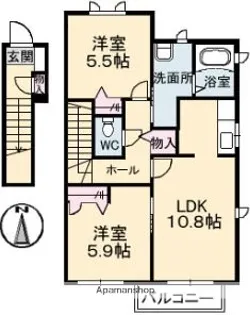 アルファ B棟【2階】の間取り