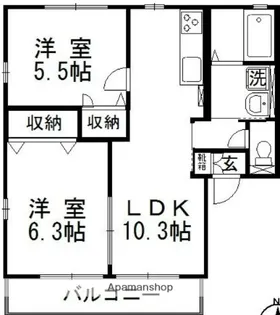 コーポレザン【1階】の間取り