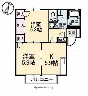 ミルティミ八島 A棟【2階】の間取り