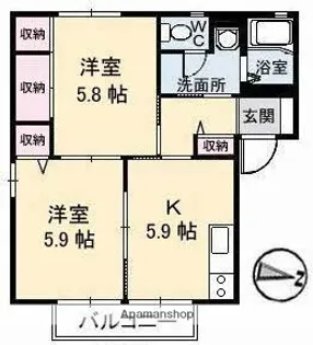 ビット ミストラル B棟【2階】の間取り