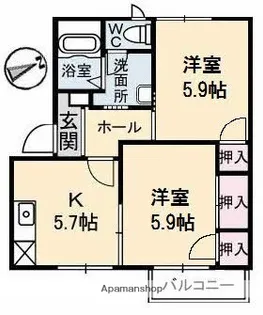 ラスティック21 B棟【2階】の間取り