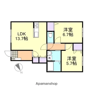 ラ・ペジブルC【1階】の間取り