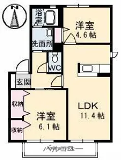 バリュージュサンヨー B棟【2階】の間取り