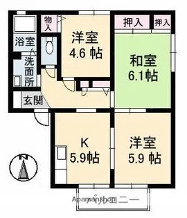 レジデンスナカヤ B棟【1階】の間取り