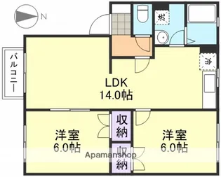 アンソレイエ・メゾンA【1階】の間取り
