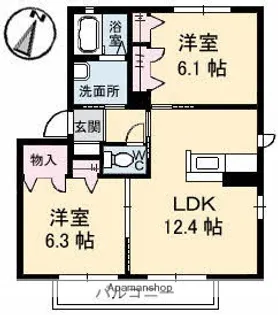グラスガーデン B棟【2階】の間取り