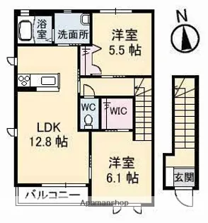 グランディール B棟【2階】の間取り