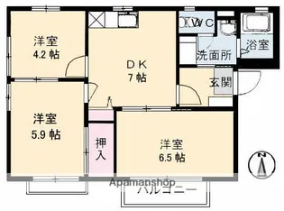 ルナール玉島 A棟【1階】の間取り