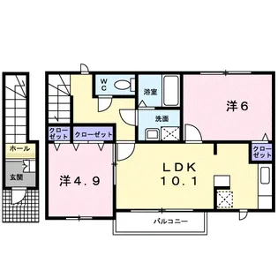 サニー ウエストB【2階】の間取り