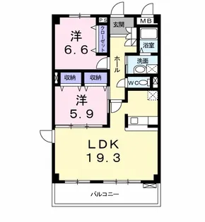 シャン・ド・フルール【1階】の間取り