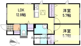 ブラン・ペーシュⅡ【1階】の間取り