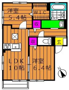メゾンパレット西阿知【1階】の間取り