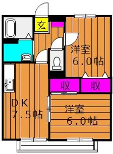 サンライフ玉島 B【103号室号室】の間取り