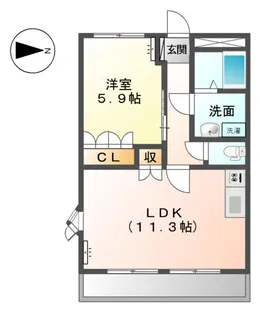 ウエストビレッジ434【1階】の間取り