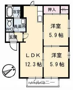 シャーメゾン和 B棟【1階】の間取り