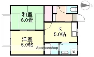 岡山県浅口市金光町大谷【アパート】の間取り
