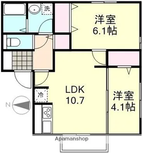 岡山県倉敷市真備町尾崎【アパート】の間取り