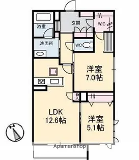 岡山県倉敷市上富井【アパート】の間取り