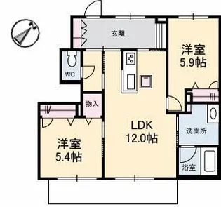 アンソレイユ A棟【1階】の間取り