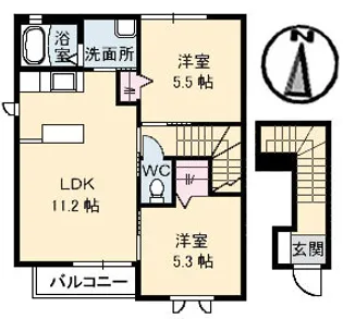 岡山県岡山市中区平井7丁目【アパート】の間取り