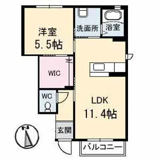 ラ・ヴィータ国富 参番館【1階】の間取り
