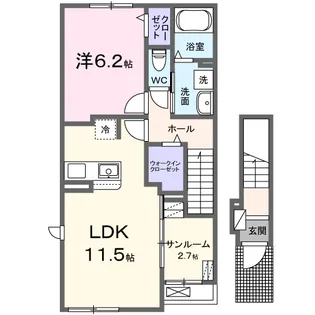 サンフラット乙島B棟【2階】の間取り