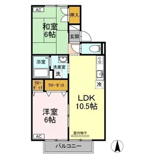 エクセル片岡 B棟【1階】の間取り