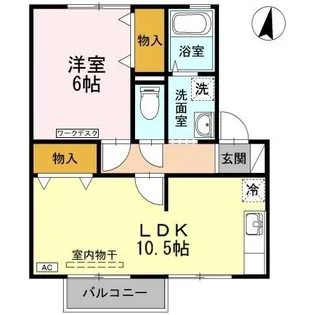 シャトルミヤケ D棟【D202号室】の間取り