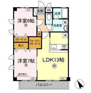 ビューティリメイン E棟【2階】の間取り