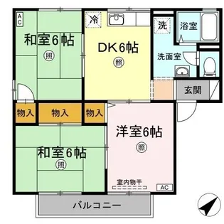 サリネージュ山手 ABCD棟 A棟【2階】の間取り