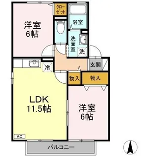 アスピラシオン B棟【2階】の間取り